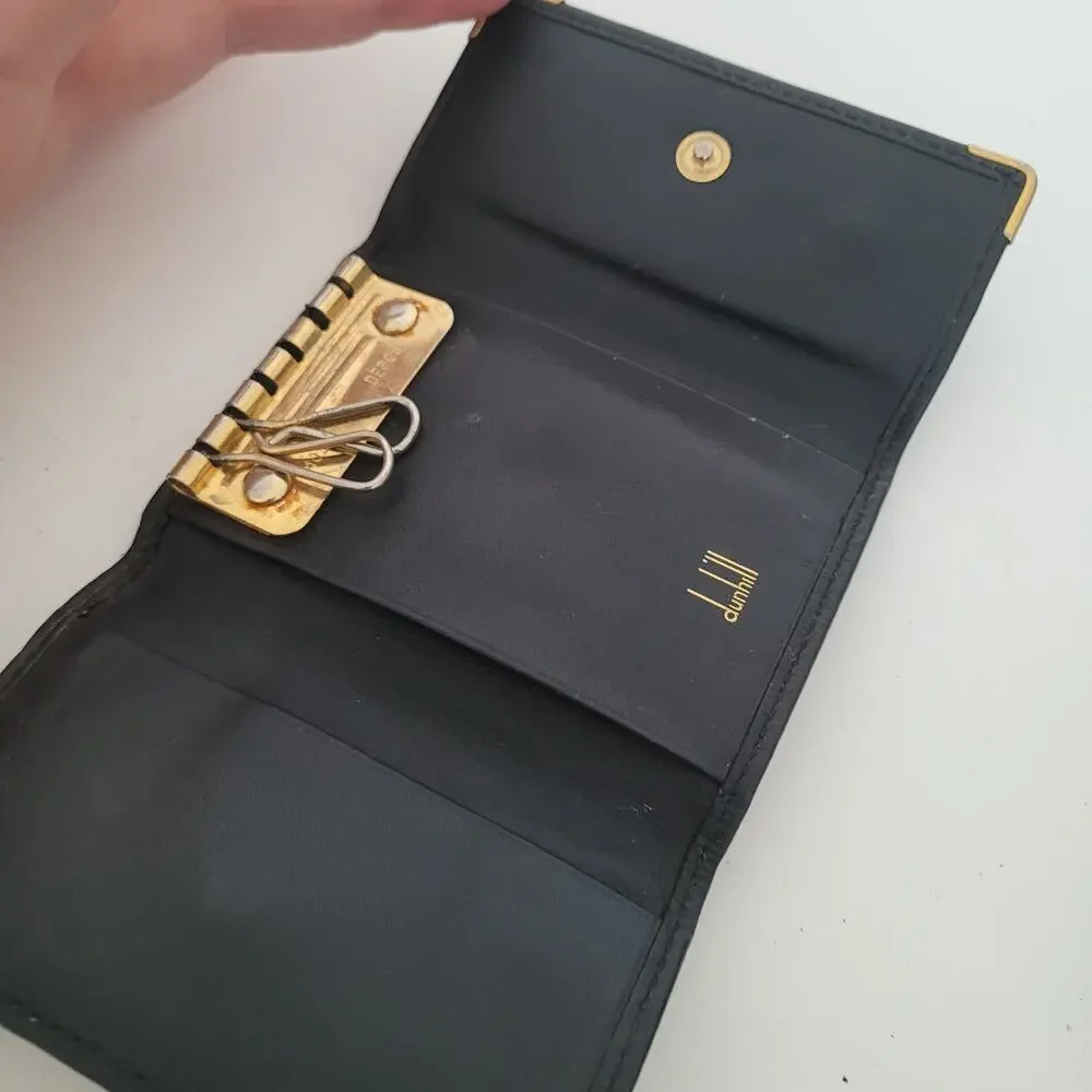 Dunhill Key Case Hooks‎ Holder Wallet Logo Black Trifold Designer Vintage Retro